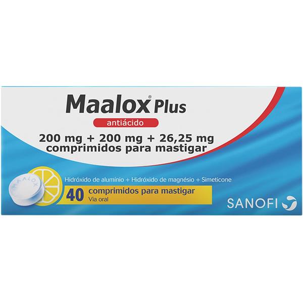 Maalox Plus, 200/200/26,25mg X 40 Comp Mast Dimeticone